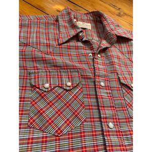 Vintage Dee Cee Brand Western Shirt Plaid Pearl Snap Size M‎